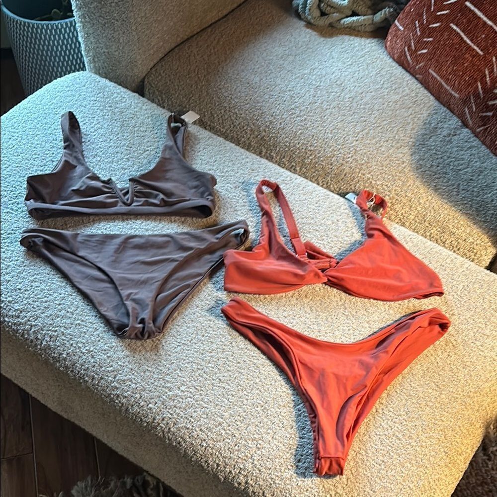 Stylish Women's Swimwear Set -burnt orange and mauve